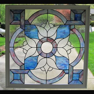 stained glass window colored pink blue color privacy        