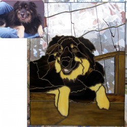 stained glass pet portrait dog shepherd          