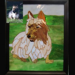 stained glass pet portrait dog terrier             