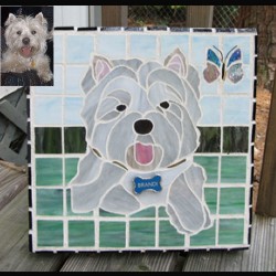 stained glass pet portrait dog west highland terrier          